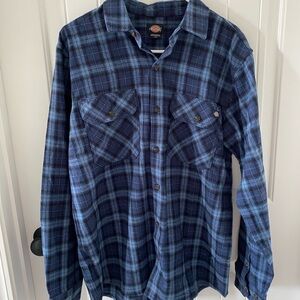 Dickies Navy Plaid Flannel Long Sleeve Shirt